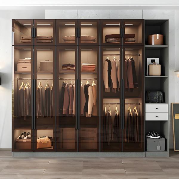 Custom Wardrobe with Glass Door Contemporary Interior Storage Walk in Closet