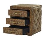 3 Drawers Square Steamer Trunk , Vintage Chest Trunk Full Leather Handle Office