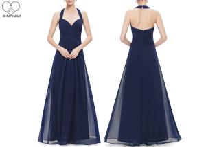 China Hanging Neck Wedding Bridesmaid Dresses , Colorful Chiffon Pleated Ball Gown factory