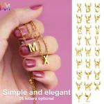 No Allergic Initial Alphabet Womens Engraved Necklace