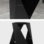Luxury Marble Dining Table Black Metal Base Dining Furniture