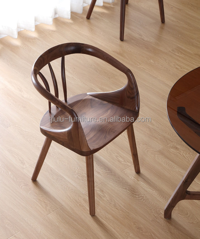 Black Walnut Luxury Dining Chair Solid Wood Back Chair Modern Nordic Leisure Dinning Chair for Elegant Dining Experience