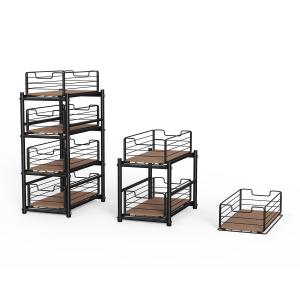 China Detachable Kitchen Organizer Spice Rack Cupboard Organiser Kitchen Storage Solutions Carbon Steel Cabinet Shelf factory