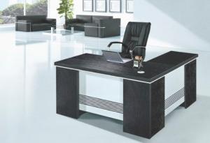 China modern wood black L type office manager table furniture in warehouse factory