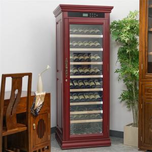 China Beverage Fridge Cabinet Furniture Vertical Red Wood Wine Cooler factory