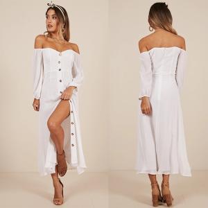 China Women Clothing Long Sleeve Sorrento Dreaming Dress In White Linen Look factory