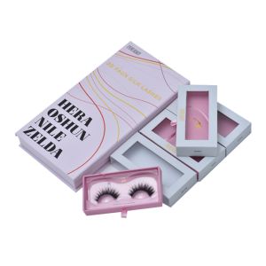 Pink False Eyelashes Luxury Packaging Boxes Handmade Drawer With Blister Tray