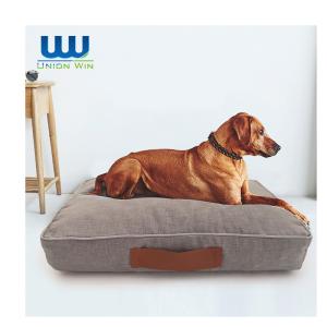 China Orthopedic Foam Linen Polyester Washable Dog Bed Super Thick factory