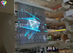 China P3.91mm/7.81mm Transparent Glass Led Display 1200nit Brightness For Shop Window factory