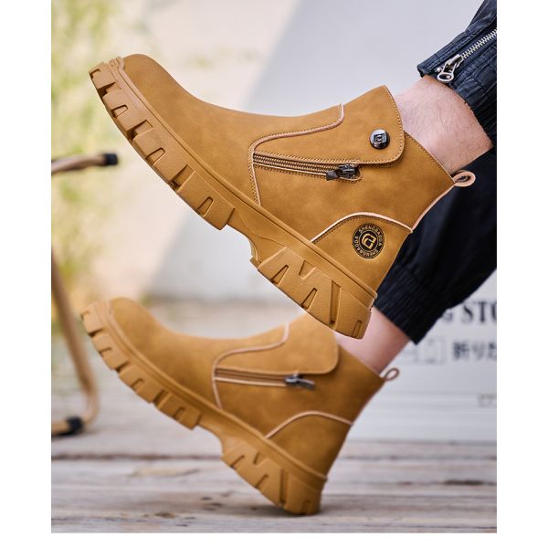 Wheat Men's Welding Safety Shoes With Steel Toe Safety Boots Microfiber Leather Work Boots With Rubber Sole Anti-stab Kevlar Work Shoes