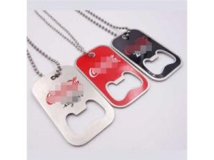 China Stainless Steel Printed Blank Dog Tag Beer Bottle Opener,Promotion die punched stainless with ball chain, printed logo factory