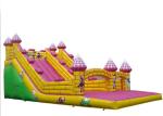 Jumping Commercial Grade Blow Up Water Slide Pink Color Double Lane Customized