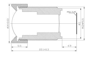China 1/2.5&quot; 4.1mm F2.8 ,5Megapixel Low distortion less than 0.4%, S mount ,CCL125041MPR lens for MT9P001, IMX298, OV16E10 factory