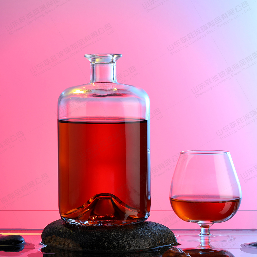 Hot Stamping Spirits Glass Bottle for Vodka Gin Whiskey Glass Collar Material