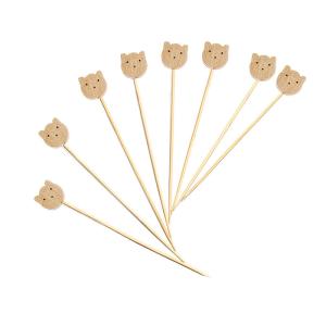 China JFB Cat Wooden Decorative Bamboo Food Picks Forks For canape Fruit 100pcs/Pack factory