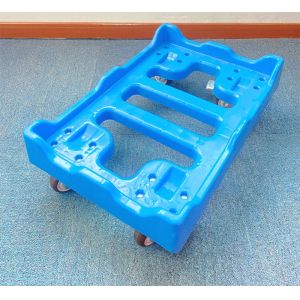 Lightweight Design Attached Lid Nestable Crate Plastic Platform Dolly
