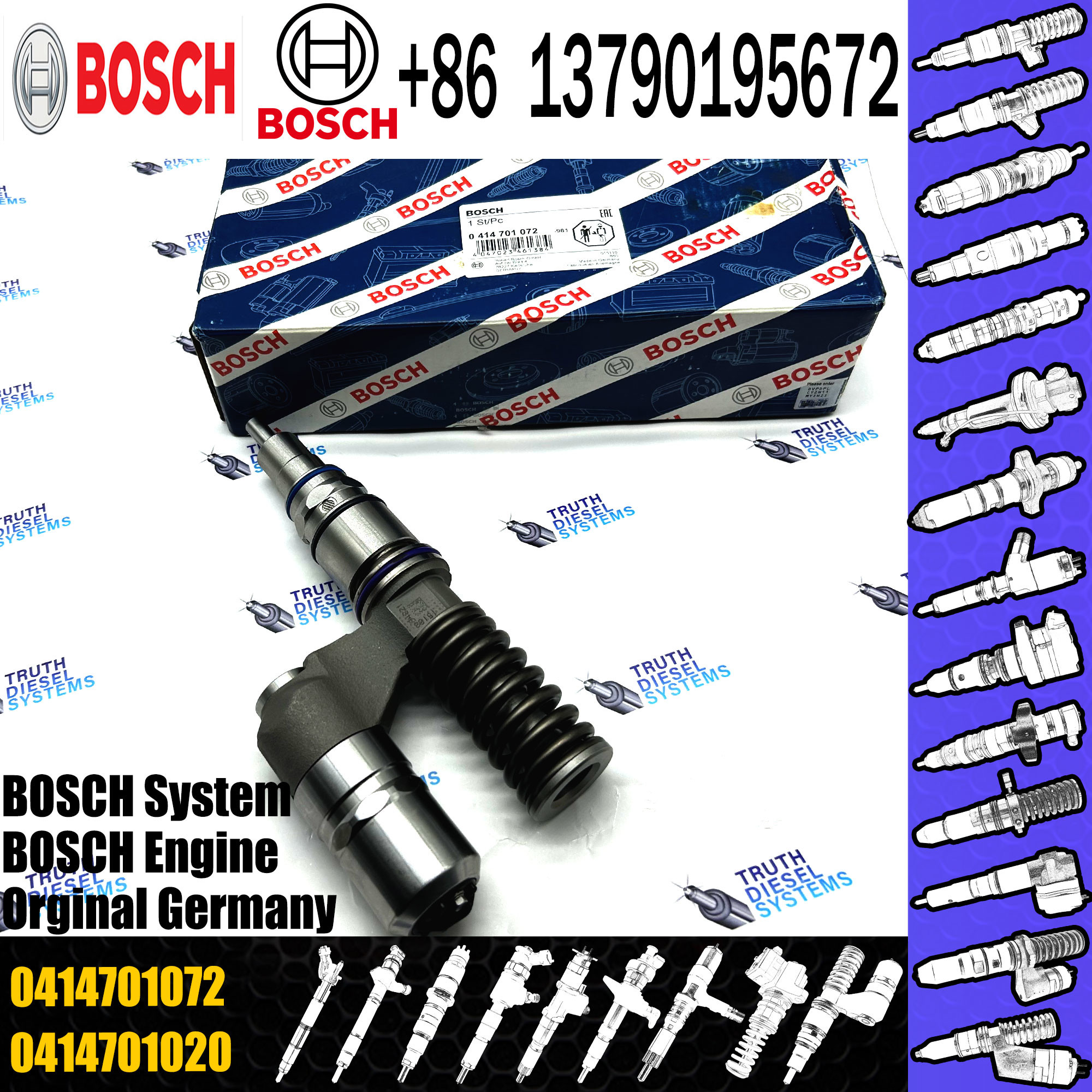 Diesel Engine Fuel Injector 0414701079 Common Rail Injector 0414701051 Auto Parts 0414701072