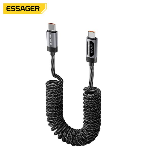 China ESSAGER ES-X64 Laptop Phone Usb C to C Fast Charging Cable PD 100W 60W LED Digital Display factory