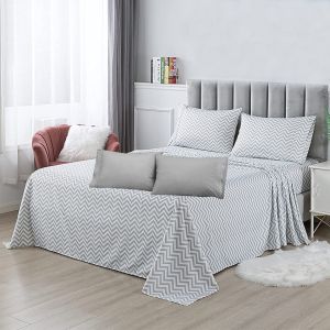 100% Polyester Print Microfiber Fabric Bedding Sheet Set for Queen and King Size