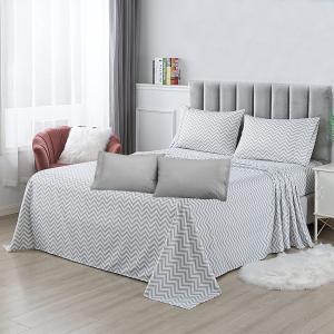 China Massage NO MOQ Print microfiber fabric 80gsm 100% polyester bedding sheet set 6pcs Good factory