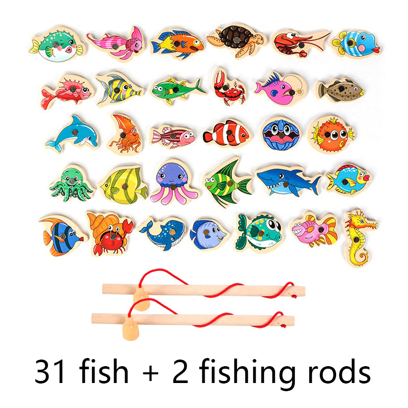 Fishing Game Wooden Alphanumeric Toys For Children Montessori Early Educational