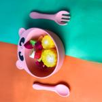 Panda Shape Baby Silicone Products BPA Free Portable Silicone Bowl And Spoon