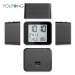 YT60142 Battery Powered Black Atomic Calendar Desktop Clock with Back Light