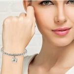 5mm Sterling Silver Beads Bracelet with 925 Silver Cat Charm 6.5 inches (B120703