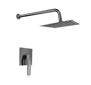 China Single lever concealed in-wall bath or shower mixer gun metal bathroom brass tap faucet cold and hot headshower OEM factory