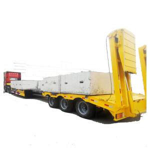 China Manufacture AoTong Ramp Extendable Lowbed Semi Truck Trailer with Heavy Duty I Beam factory
