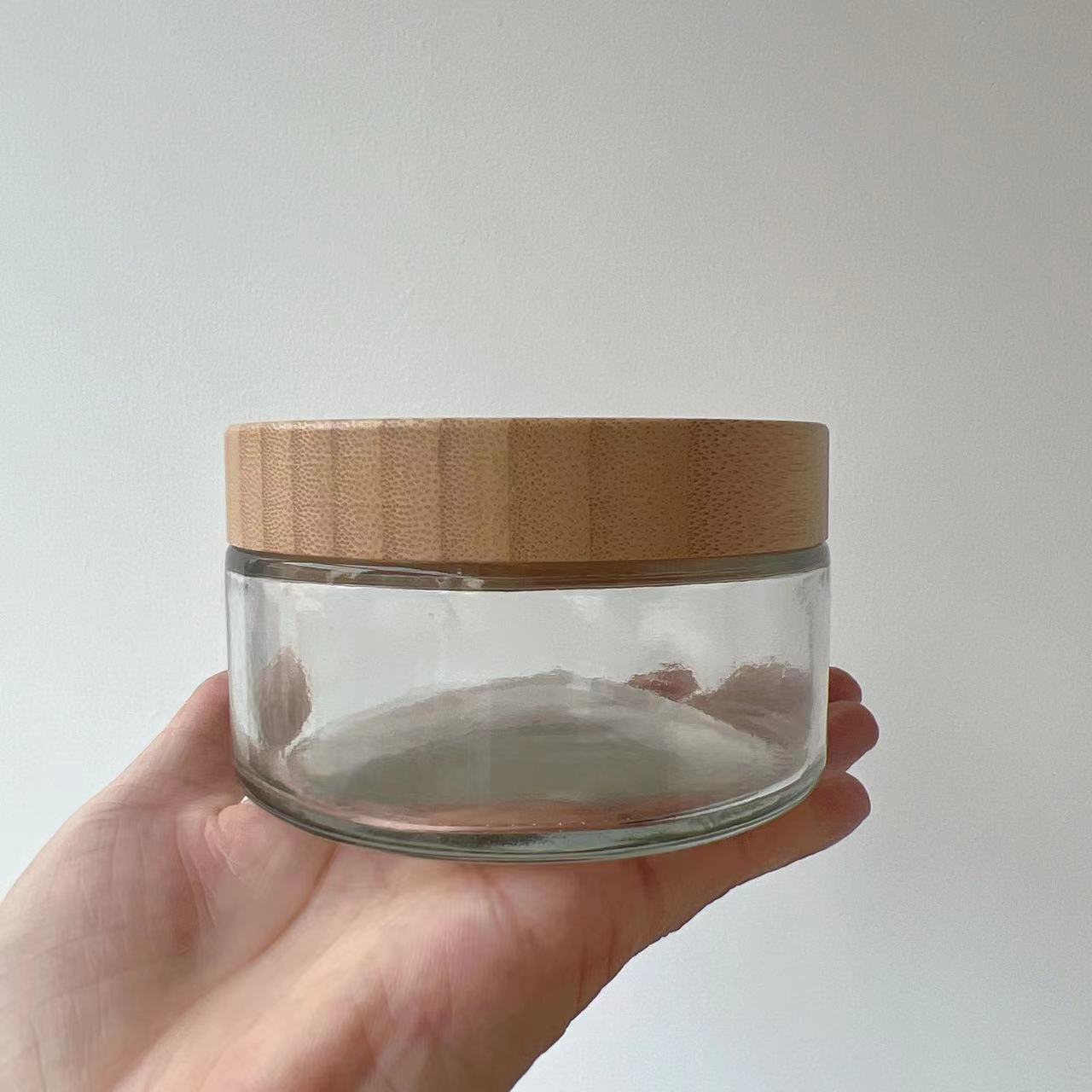Cosmetic Jar with wood Lid 5g 10g 15g 20g 30g 50g 100g Cream Glass jar with Acacia wooden Cap