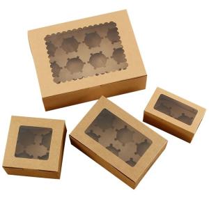 China OEM Kraft Paper Paper Cupcake Pastry Cake Box Packing With Window factory
