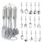 7 Piece Sustainable Utensils Stainless Steel Metal Silicone Kitchen Tool and
