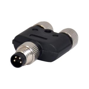 China 4pins Circular M8 Waterproof Connector Male Y Type Splitter Assembly Straight Socket factory