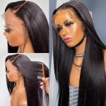 13x4 Transparent Lace Front Wig Bone Straight Human Hair Wig PrePlucked