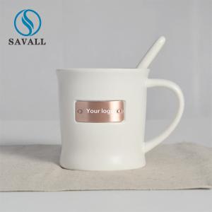 China Savall Round Gold Inlay Ceramic Porcelain Mugs Pure White Contemporary factory