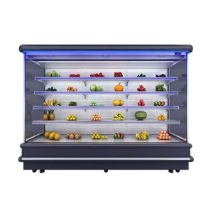 Vertical Frozen Refrigerated Display Case Upright Open Chiller With Night