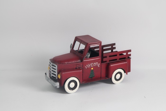 Modern Metal Christmas Decorations Red Car Handicrafts