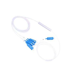 China 0.3dB IL 1550nm Fiber Optic PLC Splitter 1x4 SC UPC 0.9 mm Cable Single Mode LSZH factory