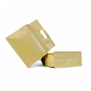 Stand Up 25x11x29.5cm Matte Kraft Paper Zipper Bag With Handle and Flat Bottom