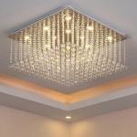 Square Flush Mount Crystal Chandelier For Luxury Living Room Crystal Chandeliers