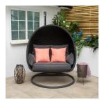 80kg Load Capacity PE Rattan Double Seat Swing Egg Chair for Deluxe Outdoor
