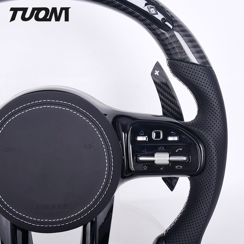 Glossy Carbon Fiber Leather LED Mercedes Benz W204 W205 A45 Steering Wheel