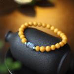 Fashion Jewelry Round Donut Yellow Amber Natural Yellow Piebald Amber Bracelet