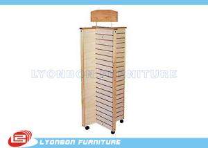 China Four side Rotating MDF Slatwall Display Stands With Casters , Wooden Display Stands factory