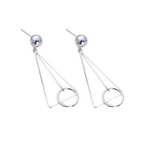 China Women Korea Fashion Deometric Drawing 925 Sterling Silver Drop Dangle Earrings (058000) factory