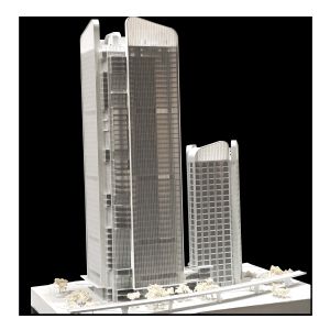 Twin Skyscrapers Architectural Scale Model Integrated Urban Model Architecture