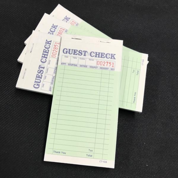 CT-108 Customizable English US Guest Check with 1/2/3 Sheets Tailored Columns