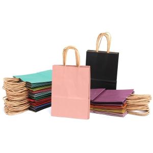 China CMYK 4 Color Offset Printing Kraft Paper Bags With Handle For Business Gravure Printing factory