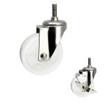176lbs Stainless Steel Nylon Casters 75mm White Wheel Threaded Stem Side Lock
